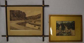 Edwardian framed photograph of Hubbard's Hills & another of the Old Mill in Louth