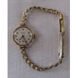 Ladies 9ct gold Excalibur 17 jewel cocktail watch with rolled gold strap