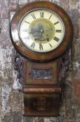 Late 19th century American drop dial wall clock H 84 cm