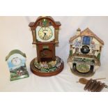 3 Bradford Editions Flying Scotsman clocks - Heirloom Porcelain clock, Memories of Steam cuckoo