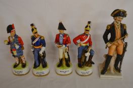 Set of 4 Marks & Rosenfeld military figures & one other (repaired)