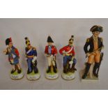 Set of 4 Marks & Rosenfeld military figures & one other (repaired)