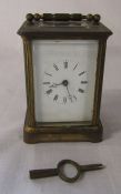 French carriage clock (height excluding the handle 11 cm) marked Brevete SGDG HA to underside