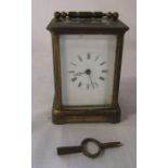 French carriage clock (height excluding the handle 11 cm) marked Brevete SGDG HA to underside