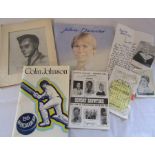 Signed photographs inc Colin Johnson and Anne Shelton & a John Denver LP