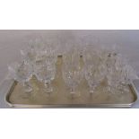 Set of 6 cut glass wine glasses, sherry glasses etc