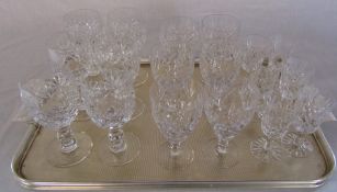 Set of 6 cut glass wine glasses, sherry glasses etc