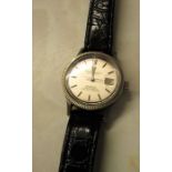 Ladies Omega Constellation automatic wrist watch with leather strap