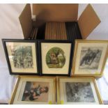 Box of 25 assorted framed prints