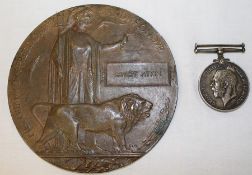 Death penny to Ernest Atkin and WWI medal to J Cook Manchester Regiment