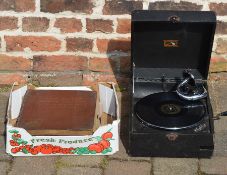 HMV portable gramophone & records
