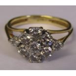 18ct gold 9 stone diamond cluster ring size N weight 4 g total carat weight 1.00 ct