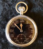 General Service Time Piece WWII military pocket watch with 15 jewel Swiss movement with screw back &