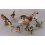 Various Goebel birds inc kingfisher, wren and robin, Capodimonte bird figures, Beswick pigeon (af)