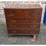 Georgian mahogany secretaire (one leg requires reattaching, warping to top) H 109cm W 107cm D 56cm