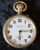W Ehrhardt London nickel case military issue  pocket watch with enamel dial with screw back &