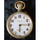 W Ehrhardt London nickel case military issue  pocket watch with enamel dial with screw back &