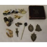 Festival of Britain coin, silver fobs, cufflinks etc.