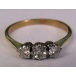 Tested as 9ct gold diamond trilogy ring total 0.40 ct size M