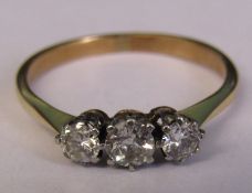 Tested as 9ct gold diamond trilogy ring total 0.40 ct size M