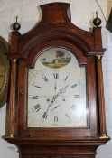 Joseph Denton Hull oak 8 day long case clock with pagoda shaped hood