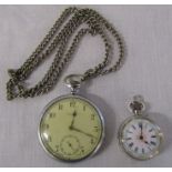 Pinnacle pocket watch & chain and a silver ladies fob watch marked 925