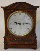 William IV mantel clock in a mahogany veneer case with moulded decoration, silvered dial engraved