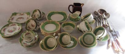 Selection of part tea services inc Tuscan 'Naples', Dunhill jug and silver plate etc