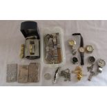 Assorted gents and ladies watches, straps, costume jewellery and Oriental plaques