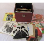 Box of assorted 7" singles inc Adam Ant, children's records and Status Quo