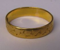 22ct gold band ring size O weight 3 g