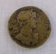 Hadrian brass Sestertius Roman coin (Hardrain 117-138)