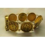 Oriental style gold bracelet marked 14K weight 22.1 g