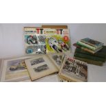 Selection of motorcycling collectables including 2 Isle of Man 1963 33 1/2 records, ltd ed print