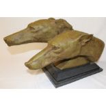 A large resin model of two Greyhounds signed M Bertin on marble base (damage to one ear)