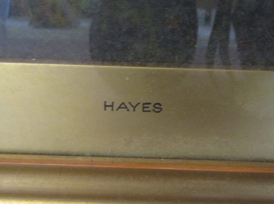 Large gilt framed and glazed oil on canvas of a seascape / coastal scene by Hayes signed 'Hayes' - Bild 3 aus 3