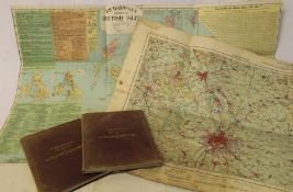 2 x Bacon's Excelsior Map of Lincolnshire, Leicester OS map and Richardson's New Chart of British