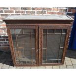 19th century carved oak glass fronted wall cabinet H 108cm W 112
