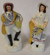 Pair of large 19th century Staffordshire flat backs The Fish Sellers (1 damaged)