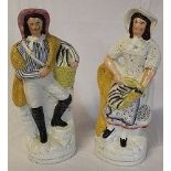 Pair of large 19th century Staffordshire flat backs The Fish Sellers (1 damaged)