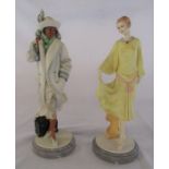 2 Royal Doulton 'Classique' figurines on marble bases - Bethany CL 3987 & Bernadette CL 4005 (chip