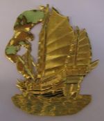 Tested as 18ct gold plaque of a sailing ship 6 cm x 8 cm weight 6.6 g