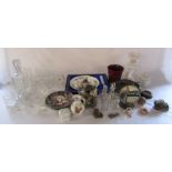Assorted ceramics and glassware inc boxed Coalport cake plate and knife, mirror, collectors plates