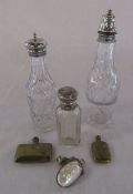 2 silver topped glass sugar casters Sheffield and Birmingham 1929 together with 3 small trinket