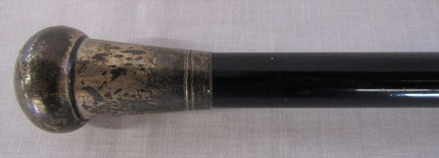 Silver topped ebony walking cane (slight damage to silver) Chester 1923