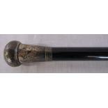 Silver topped ebony walking cane (slight damage to silver) Chester 1923