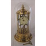 Large skeleton clock with glass dome H 41 cm