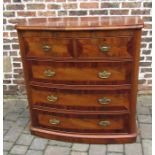 Victorian bow fronted chest of drawers (missing feet) H 111cm W 109cm D52cm