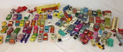 Quantity of die cast cars including Corgi, Dinky, Lesney etc. (many play worn)