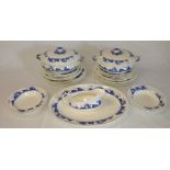 "A Bit Of Devon" blue and white part dinner service (some chips and crazing)